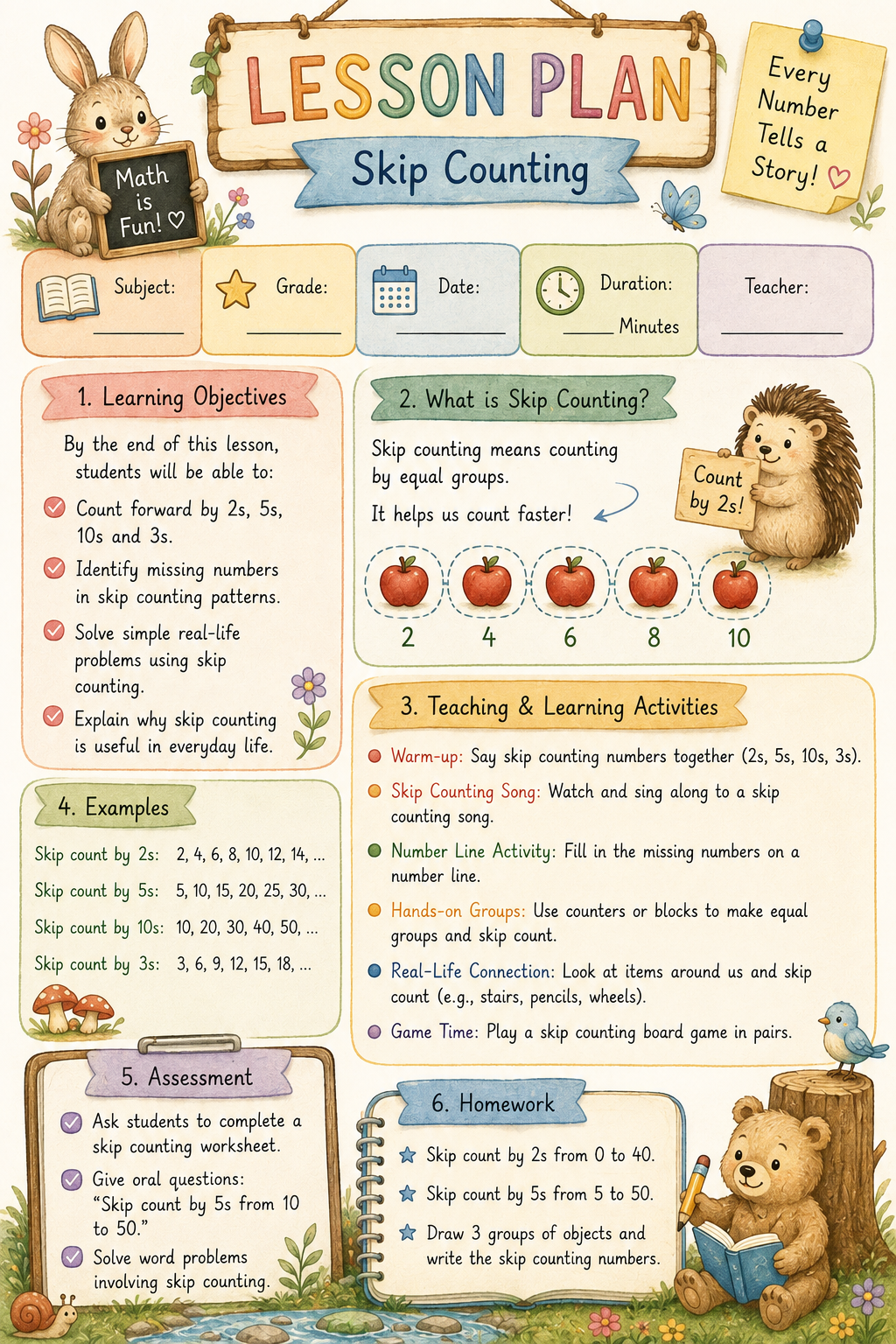 Skip Counting — Maths Lesson Plan